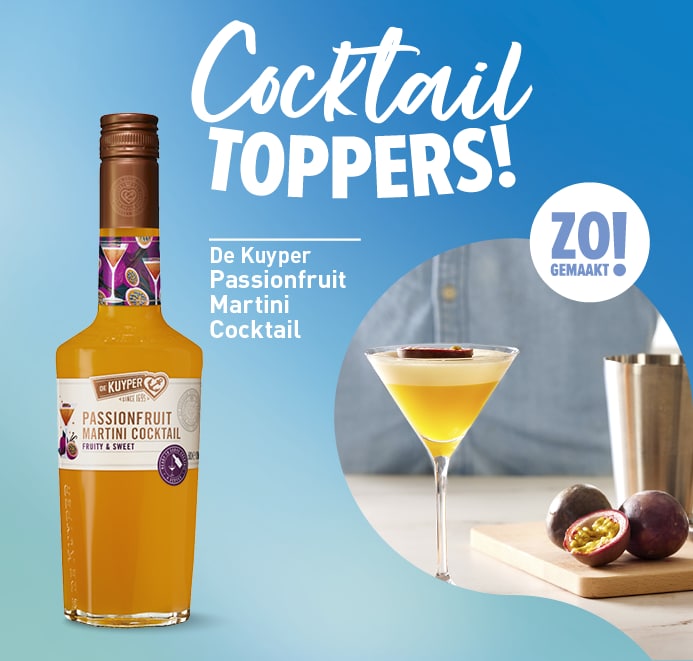 Cocktail toppers! Proef de kuyper passionfruit martini cocktail. Zo gemaakt! 